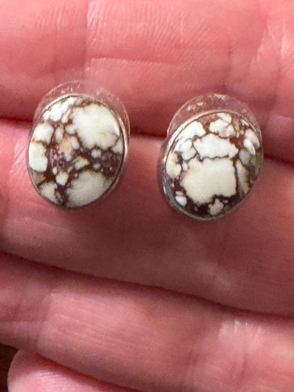 Wild horse jasper Native American earrings, signed “D”. Like new condition